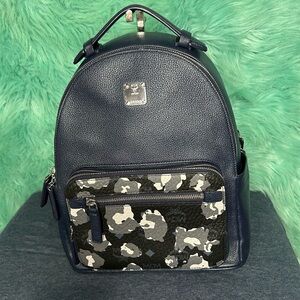 MCM Blue and Black Camouflage Men's Backpack